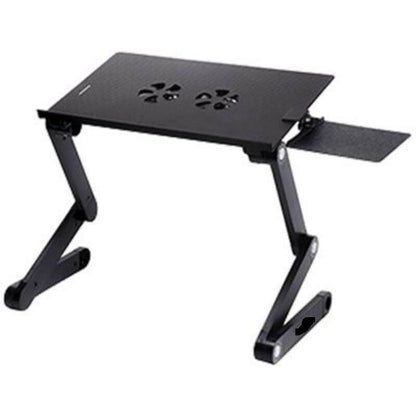 Adjustable aluminium laptop table stand with cooling pad
