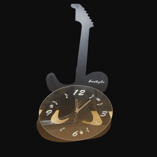 Guitar shaped wall clock black