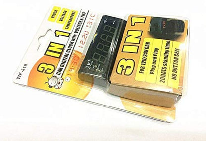 3 in 1 car digital clock with volt and amp