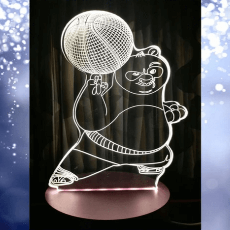 Kung-fu panda 3d acrylic lamp with plastic base