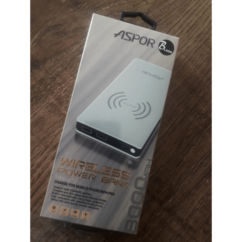 Aspor a341 8000 mah wireless power bank