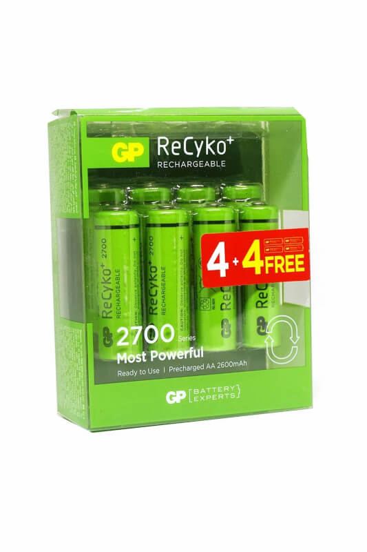 Battery aa gp power 2700mah rechargeable 8 cell pack