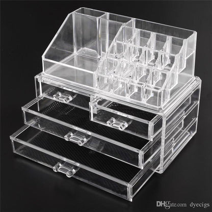 Acrylic cosmetic makeup organizer jewelry box