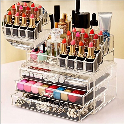 Acrylic cosmetic makeup organizer jewelry box