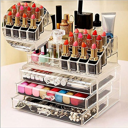 Acrylic cosmetic makeup organizer jewelry box