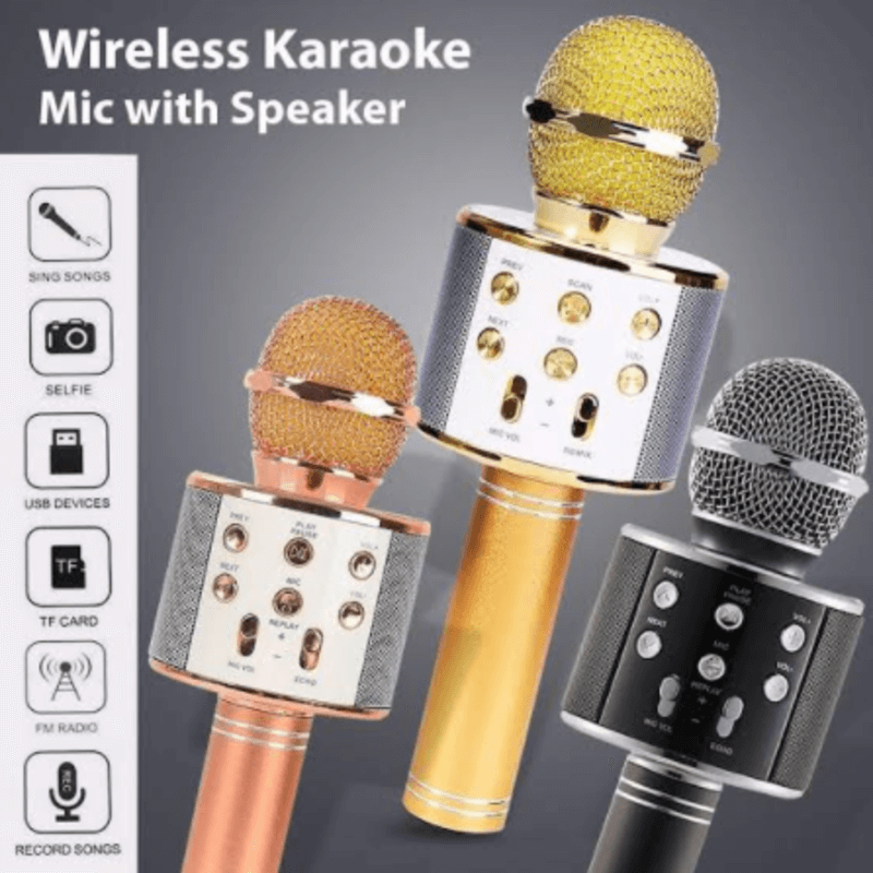 Wireless karaoke mic with speaker