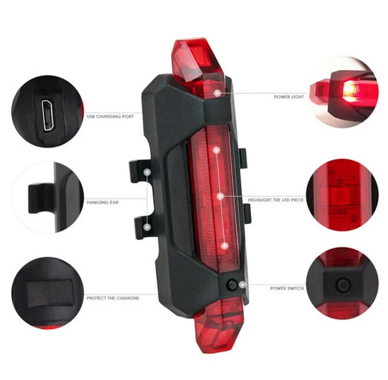1pc portable red bicycle tail light - safety warning lamp