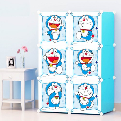 Doraemon wardrobe organizer rack for kids - 6 cubes