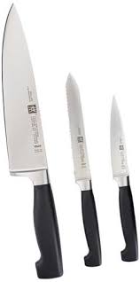 Set of 3 - non stick knife set - black & red