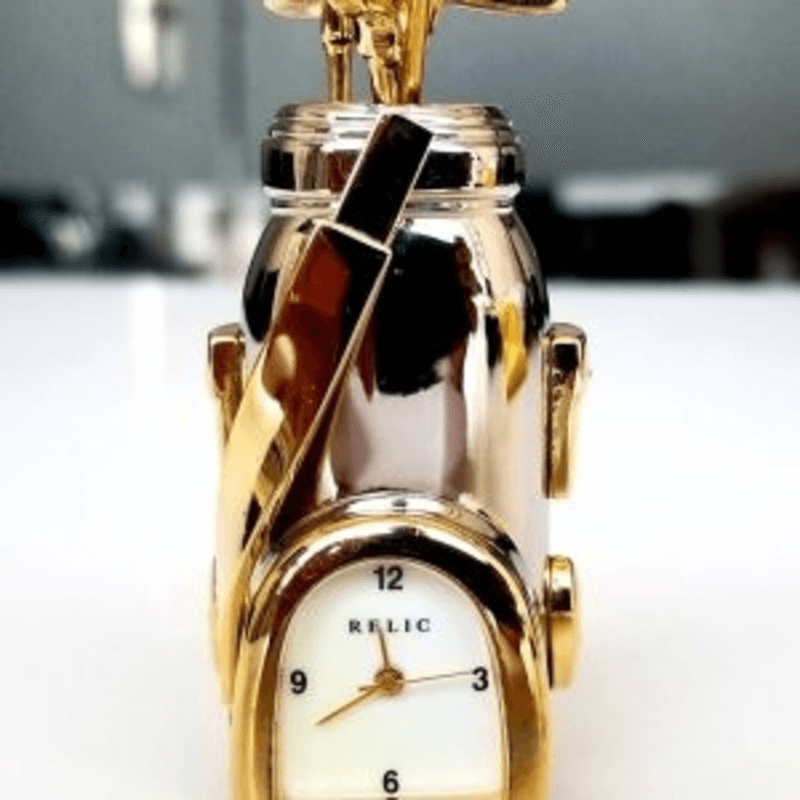 Fossil brand antique golf bag clock - metal black