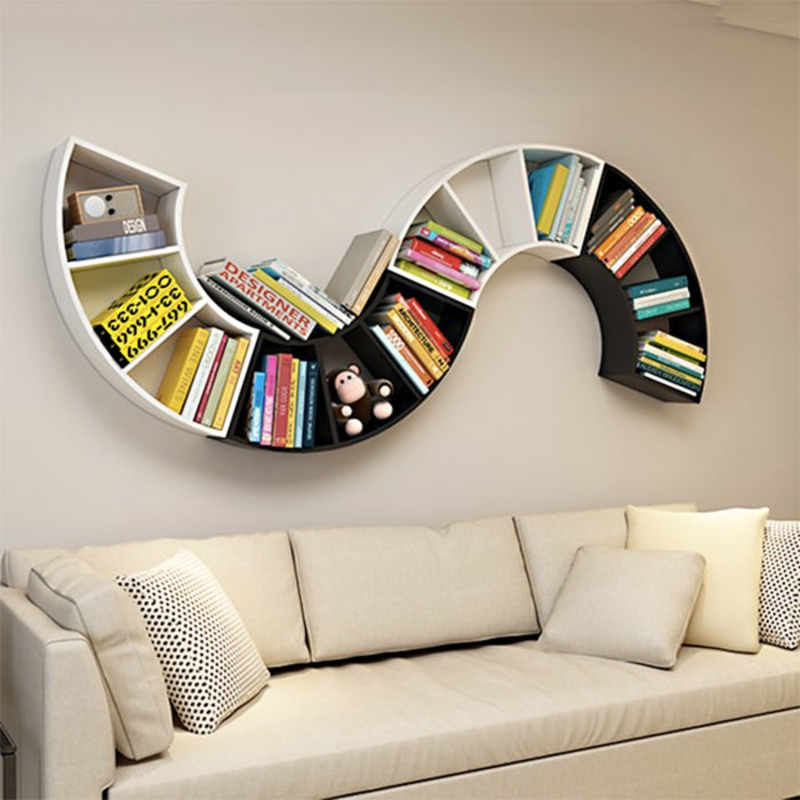 Infinity shapes wooden wall book shelves