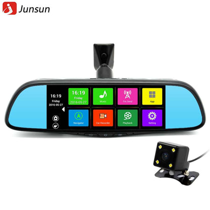 Car dvr mirror front, back hd camera with touch screen lcd