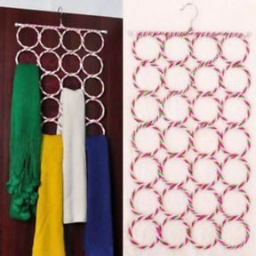 28 rings slots hole scarves tie holder clothes organiser