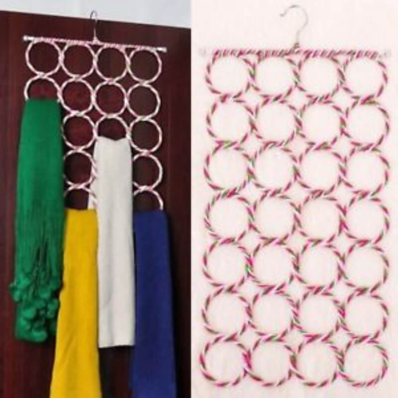 28 rings slots hole scarves tie holder clothes organiser