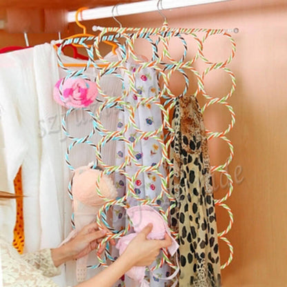 28 rings slots hole scarves tie holder clothes organiser