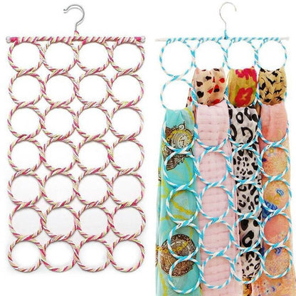 28 rings slots hole scarves tie holder clothes organiser