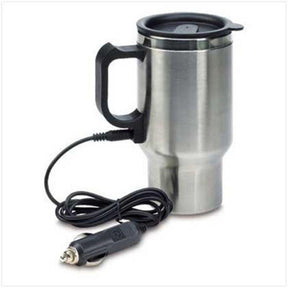 Heated stainless steel car coffee mug with charger & usb