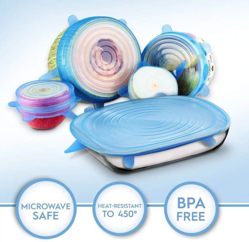 6 pieces silicone covers lids