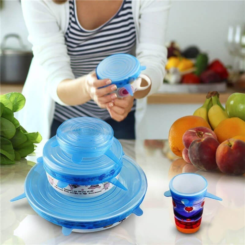 6 pieces silicone covers lids