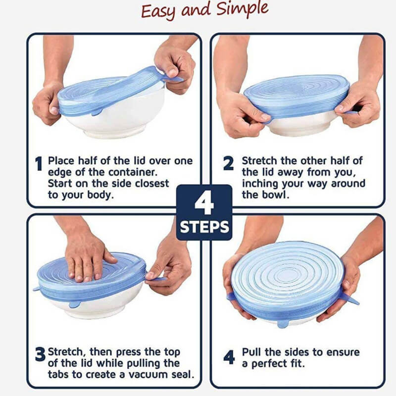 6 pieces silicone covers lids