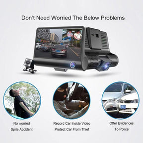 Wdr dashcam 3 camera lens video car dvr full hd 1080p