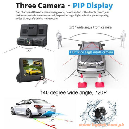 Wdr dashcam 3 camera lens video car dvr full hd 1080p