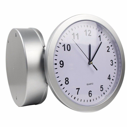 Wall clock with hidden safe (silver)