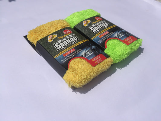 Car care microfiber wash & dry cleaning sponge pad