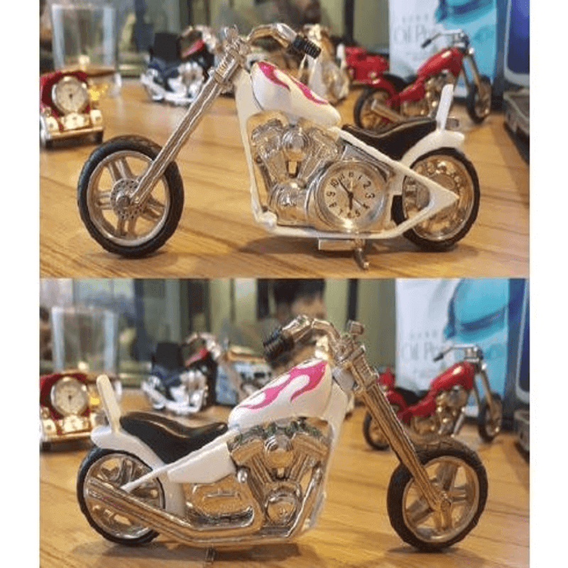 Fossil brand antique chopper bike clock _ metal white fire