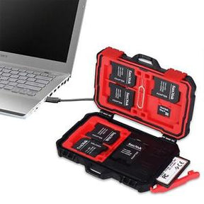 Lynca waterproof memory card case with usb 3.0 card reader