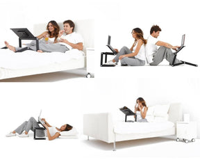 Adjustable aluminium laptop table stand with cooling pad