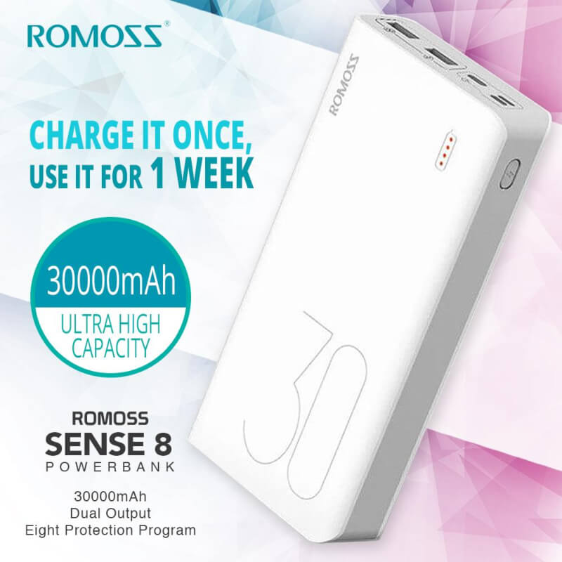 Romoss sense 8 30000 mah universal fast charge
