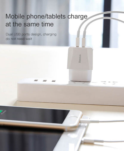Baseus charger mini dual usb charger 2.1a ccall mn02