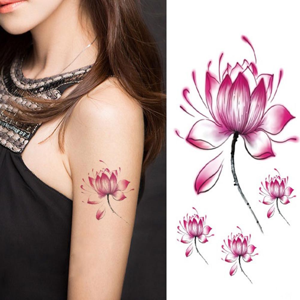 Temporary-Body-Art-Lotus-Flower-Tattoo