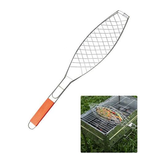 Fish-Grill-Basket-Outdoor-Barbecue-Grill-Clip-Wood-Handle