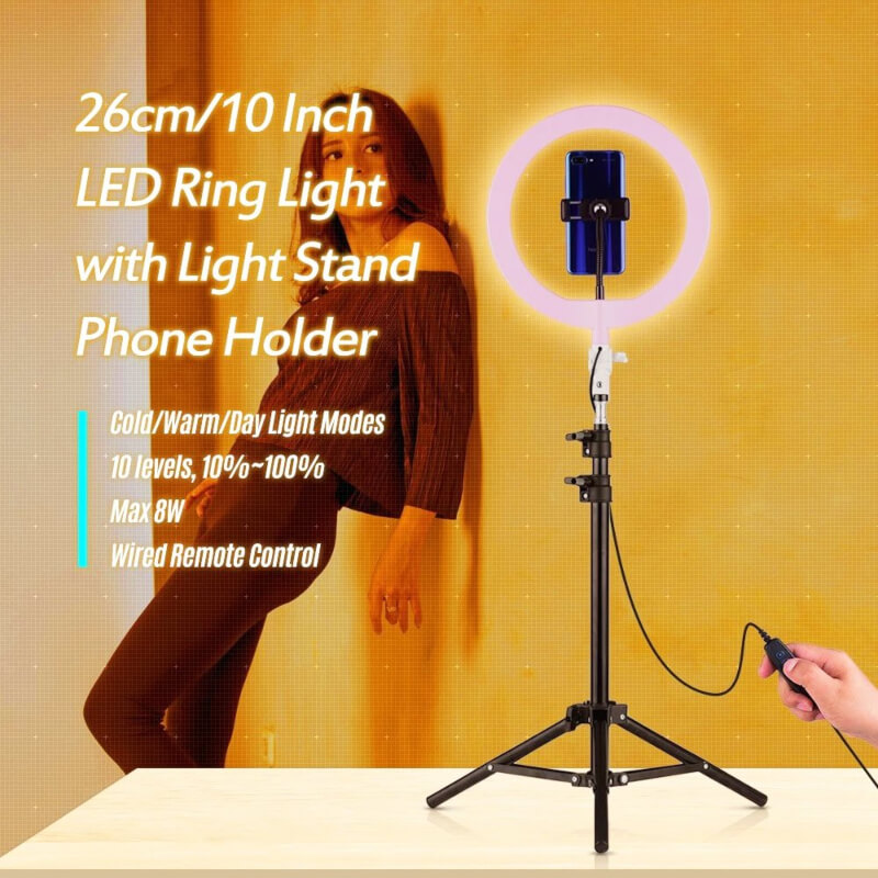 26cm-Ring-Light-with-7-Feet-Adjustable-Tripod-Mobile-Holder